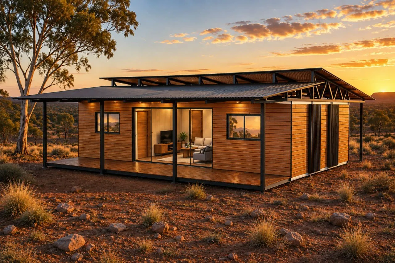 3 bedroom home exterior at sunset